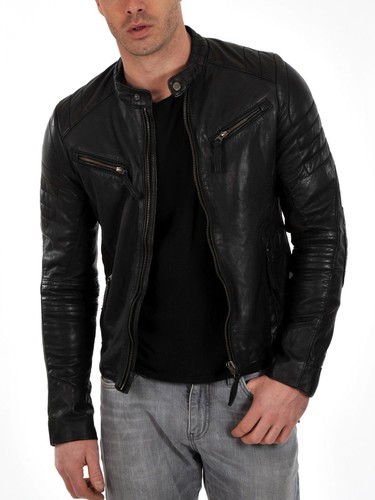 Giacca biker uomo nera vera - giacca,