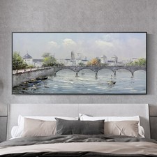 Hand Painted Oil Painting Abstract Canvas Wall Art Landscape Picture River Bank