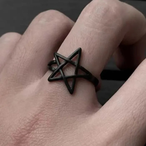 Anello stella pentagramma nero - anello,