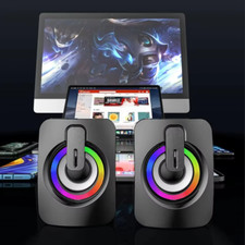 Casse per Computer PC Altoparlanti Stereo HIFI USB con Microfono e Luce LED