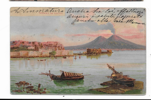 Cartolina napoli col vesuvio - cartolina,
