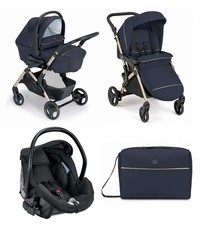 Cam Fluido Easy Passeggino Trio 0-22Kg Carrozzina Seggiolino Auto Blu telaio Oro