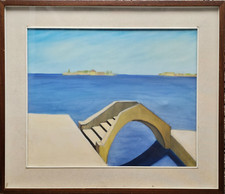 PAESAGGIO LAGUNARE VENEZIA FONDAMENTA Quadro Dipinto OLIO SU TELA con Cornice