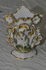 Vaso Francese di porcellana con figurina Biscuit epoca fine ottocento