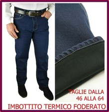 Jeans Uomo Imbottito Elasticizzato Felpato pantalone termico Pile Tasche Mastino