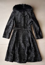 Pelliccia di Astrakan Con Collo In Volpe Nera vestibilità TG M