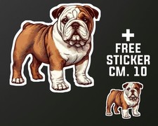 Adesivo BULLDOG CANE + 1 STICKER GRATUITO CM. 10 o spilla o portachiavi