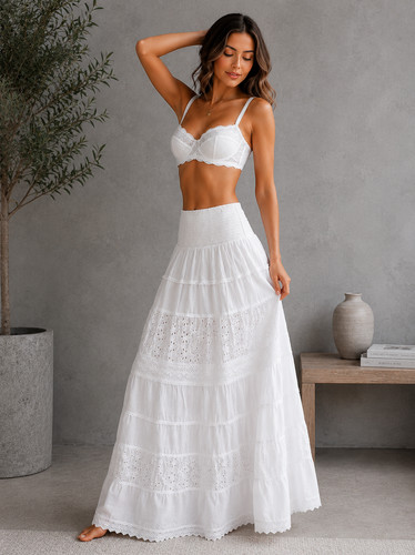 Maxi gonna donna bianca - , in