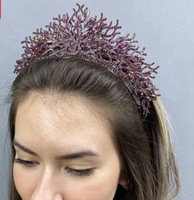 Corona diadema color viola/prugna, matrimonio, quinceañera, henné