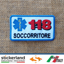 Toppa Patch AUTISTA SOCCORRITORE 118 con croce esculapio con velcro M+F
