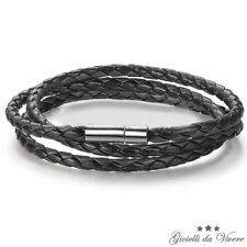CUOIO calamita BRACCIALE PELLE uomo chiusura metallo donna colori nero yr