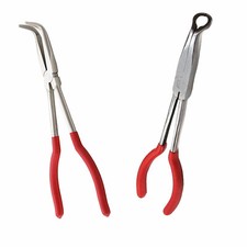 PINZE A BECCO LUNGO CURVO CON IMPUGNATURA CURVA GOMMATA PER MECCANICI 02804