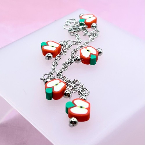 Bracciale charm mela argilla - bracciale,