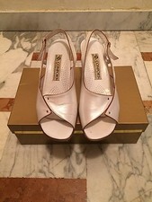 Scarpe Spuntate Sandali Donna Usati Bianco Perla Beige 38 1/2 Quasi Nuove 