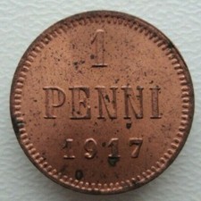 Finlandia Russia 1 centesimo 1917 UNC Nicola II moneta di rame S11