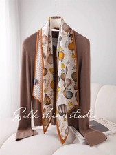 Sciarpa chic double face 70% lana 30% seta arancione mongolfiera 57"x10" oblunga