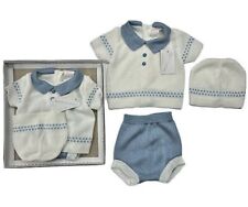 SET PANTALONI MARMELLATA NEONATO BAMBINO VESTITO A MAGLIA BLU BIANCO FANTASIA PAMPERS