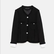 Giacca Zara donna tweed nera