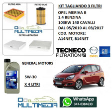 TAGLIANDO 3 FILTRI OLIO ORIGINALE 5W30 OPEL MERIVA B 1.4 BENZINA 103KW 140 CV