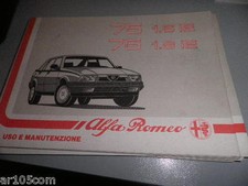 ALFA 75 1.6 IE 1.8 IE LIBRETTO USO E MANUTENZIONE