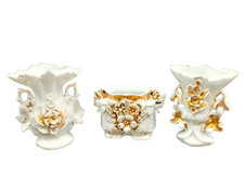 TRITTICO  VASI DI MATRIMONIO PORCELLANA MANIFATTURA NAPOLETANA, XX SEC