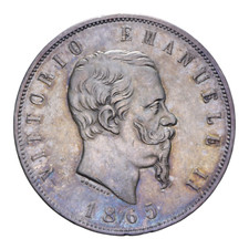 Lire 1865 napoli - 5, rara
