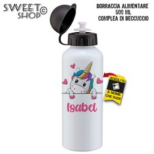 BORRACCIA UNICORNO PER BAMBINI 500 ML SCUOLA PERSONALIZZATA CON NOME ALLUMINIO 