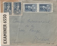 ALGERIA 1941 Busta 2x1F Maresciallo Philippe Pétain a Croix Rouge Genève-Censure