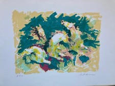 litografia "cavalli al galoppo" con ritocchi dell'autore, p.d.a. e firmata