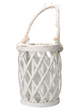 LANTERNA  PORTACANDELA BIANCA TEA LIGHT CANDELA IN LEGNO DA ESTERNO O INTERNO