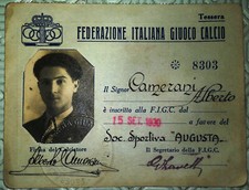 CALCIO 1930 TESSERA FIGC GIOCATORE,MARCHE CONI 1931-1932 TIMBRO SECCO RARISSIMA