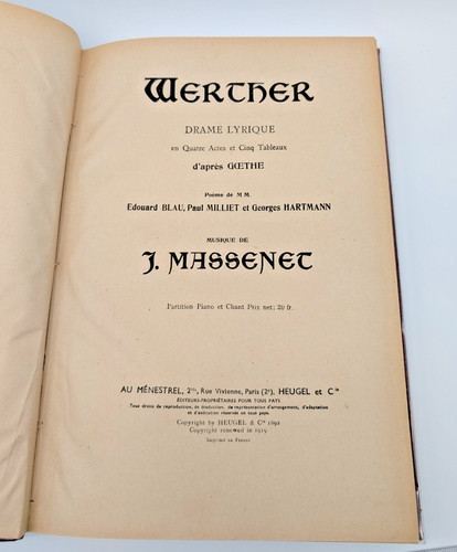 Massenet werther vocal score - massenet:,