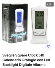 Sveglia Square Clock 510 Calendario Orologio con Led Backlight Digitale Allarme 