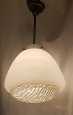 STILNOVO VINTAGE CHANDELIER 1 LIGHT WHITE BUBBLES GLASSES . MASSIMO VIGNELLI DES