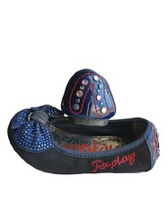 Balerine Pelle Blu Con Strass Taglia 24 Bambina Brand REPLAY