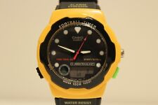 VINTAGE RARO OROLOGIO SVEGLIA UOMO DIGITALE GIALLO "CASIO" CALCIO TIMER FBT-10W