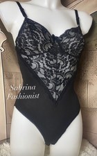 ? BODY INTIMO VINTAGE Tg.2 NYLON LORMAR NERO PIZZO ITALY