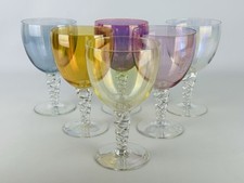 Servizio Di Grandi Calici Anni ‘50 Vetro XL Iridescente Con Gambo Torchon