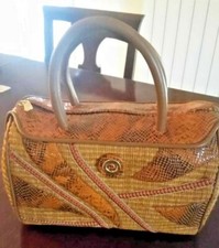 BORSA donna "SILVANO BIAGINI"  pelle pitone e corda, FINE ANNI '80 Made in Italy