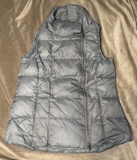 Eileen Fisher Puffer Vest Womens M Gray Recycled Nylon Down Quilted F4GGR