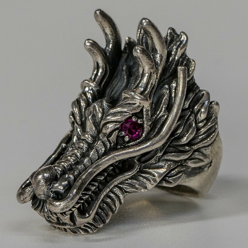 Dragone testa anello 925 - testa,