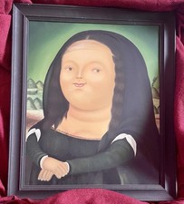 FERNANDO BOTERO - Quadro OPERA SU TELA Riproduzione Monalisa.  Cm. 50x60