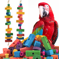 Uccellini Giocattoli per Pappagallo, 165 Pezzi Colorati Multiforma Fai da Te Blocchi di Legno Artigianato, Bir
