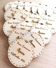 30x Segnaposto Prima  Comunione Con Nome Cerchio In Legno Personalizzato cresima