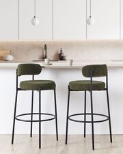 Set di 2 sgabelli bouclé verde scuro