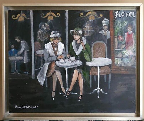 Dipinto olio bar vintage - dipinto,