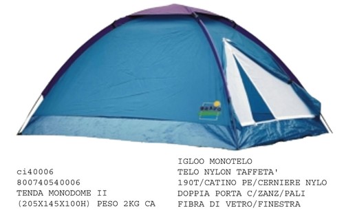 Tenda igloo per escursioni