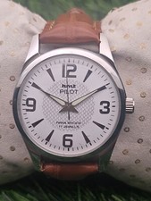 Bellissimo Orologio Uomo HMT Pilot Parashock Carica Meccanica 17J Quadrante Bianco