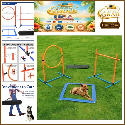 Dog agility set jump ring - dog,