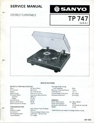 Manuale servizio giradischi - servizio,